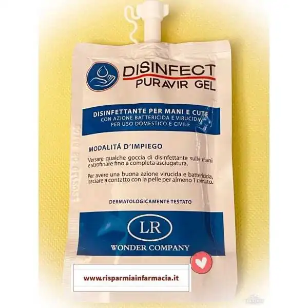 LR DISINFECT PURAVIR GEL 50ml Alcol Etilico 80% bustina richiudibile, LR Wonder Company