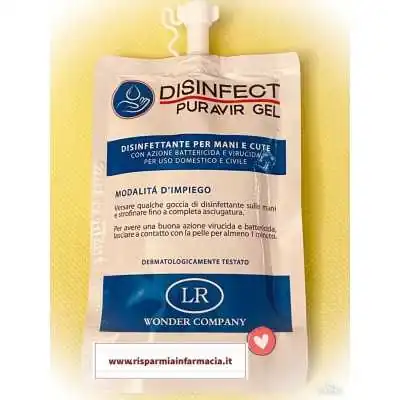 LR DISINFECT PURAVIR GEL 50ml Alcol Etilico 80% bustina richiudibile, LR Wonder Company