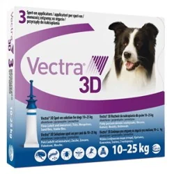 VECTRA 3D 3 Pipette per Cani aventi peso 10-25KG - Box BLU, Ceva