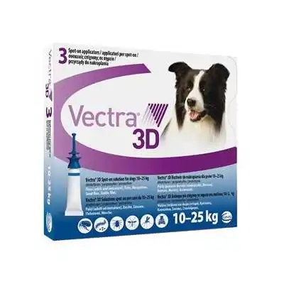 VECTRA 3D 3 Pipette per Cani aventi peso 10-25KG - Box BLU, Ceva