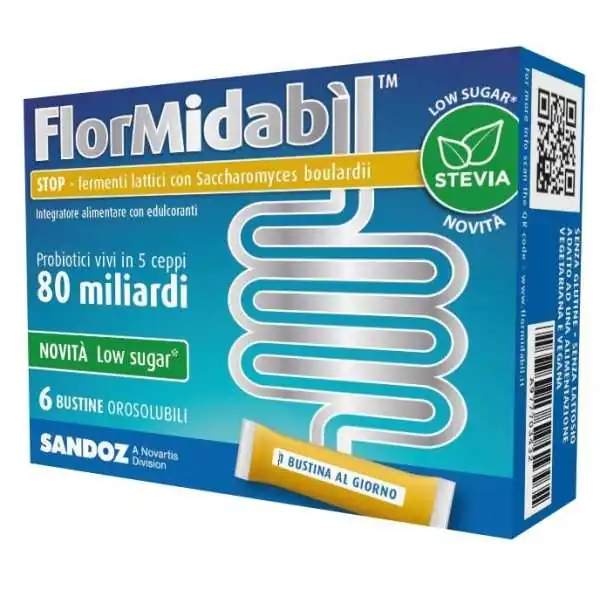FLORMIDABIL STOP - 80 Miliardi - 6 Buste - Dolcificato con STEVIA, SANDOZ SpA