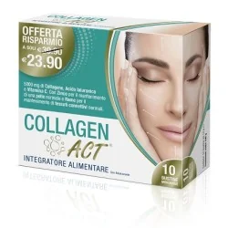 COLLAGEN ACT 10 Bustine Integratore Collagene - Acido Ialuronico e Vitamina C, F&amp;F Srl