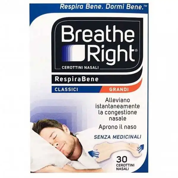 Breathe Right Cerotti Nasali Classici Grandi 30 Pezzi (ex Rinazina), E.FA.S. SpA