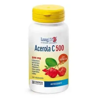 LONGLIFE ACEROLA Vitamina C500 Aroma ARANCIA, PHOENIX Srl - LONGLIFE