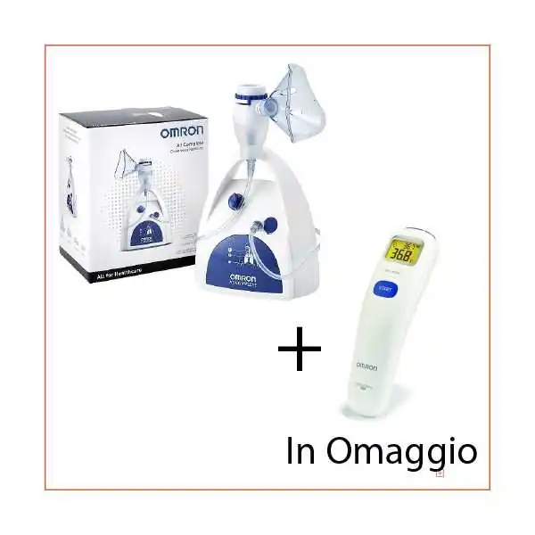 Omron Aerosol A3 Complete + Termometro Infrarossi e Doccia Nasale, Corman