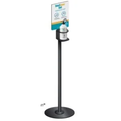 Steriman Gel - Supporto igienizzante SterimanÂ® base 33 cm x altezza 130 cm acciaio anodizzato nero, PROMOPHARMA SPA