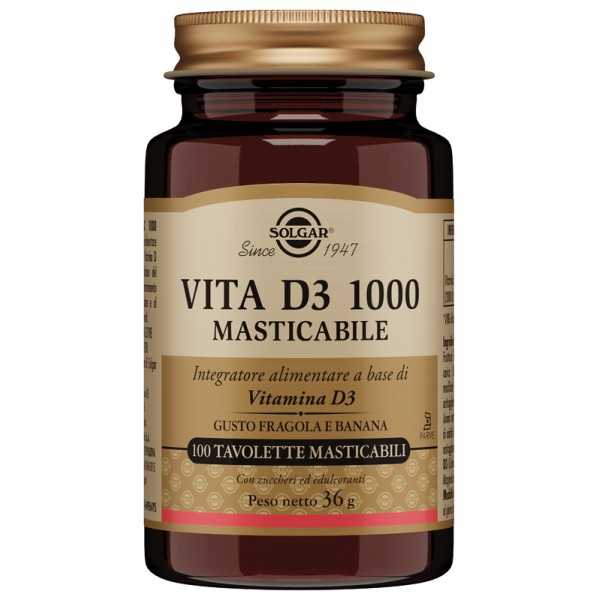 Solgar  Vita D3 1000 Masticabile 100 Tavolette | Farma di Fiducia