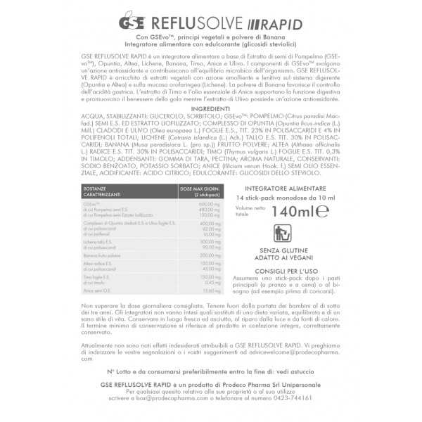 GSE Reflusolve Rapid 14 stick-pack| Risparmia in Farmacia