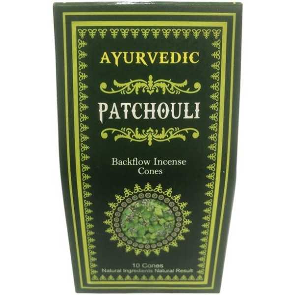 Ayurvedic Patchouli 10 coni Backflow Incense | Risparmia in Farmacia