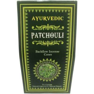 Ayurvedic Patchouli 10 coni Backflow Incense | Risparmia in Farmacia