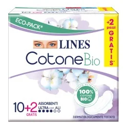 Lines  Cotone Bio Assorbenti Ultra Con Ali 10+2 Pezzi | Risparmia in Farmacia