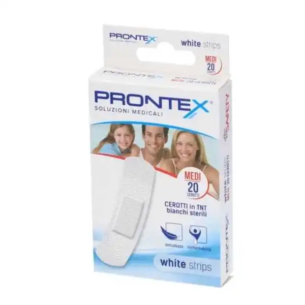 Cerotto PRONTEX WHITE STRIPS Dimensione Media 20 Pezzi, SAFETY SpA