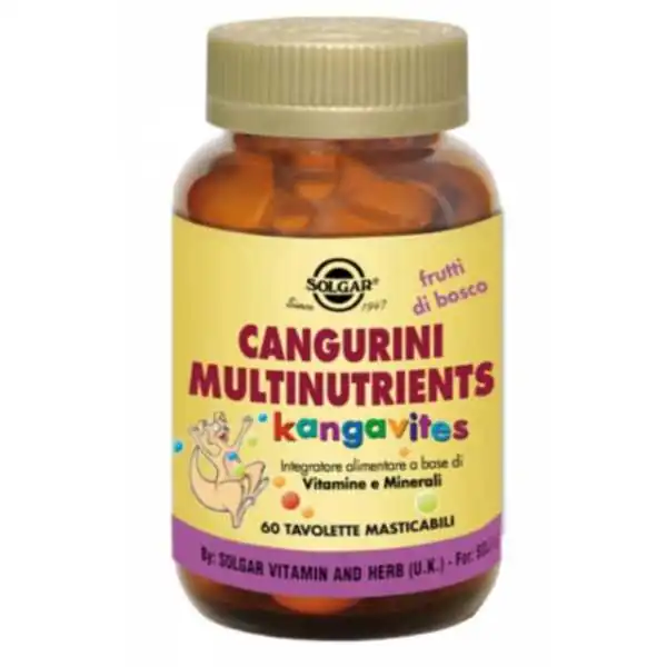 SOLGAR CANGURINI MULTINUTRIENS FRUTTI BOSCO 60 TAVOLETTE, Solgar