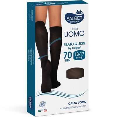 SAUBER CALZE UOMO QSKIN 70 DEN GESSATO BORDEAX NERO MISURA S/M