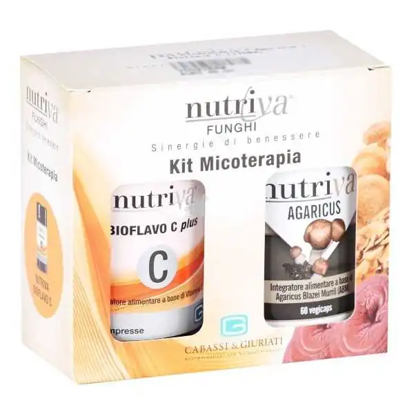 NUTRIVA  ** KIT MICOTERAPIA ** FUNGHI + VITAMINA C - 60+60 compresse, CABASSI &amp; GIURIATI