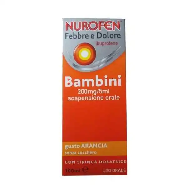 NUROFEN FEBBRE DOLORE Bambini Sciroppo 200mg / 5ml 100 ml gusto arancia  |  Farma di Fiducia